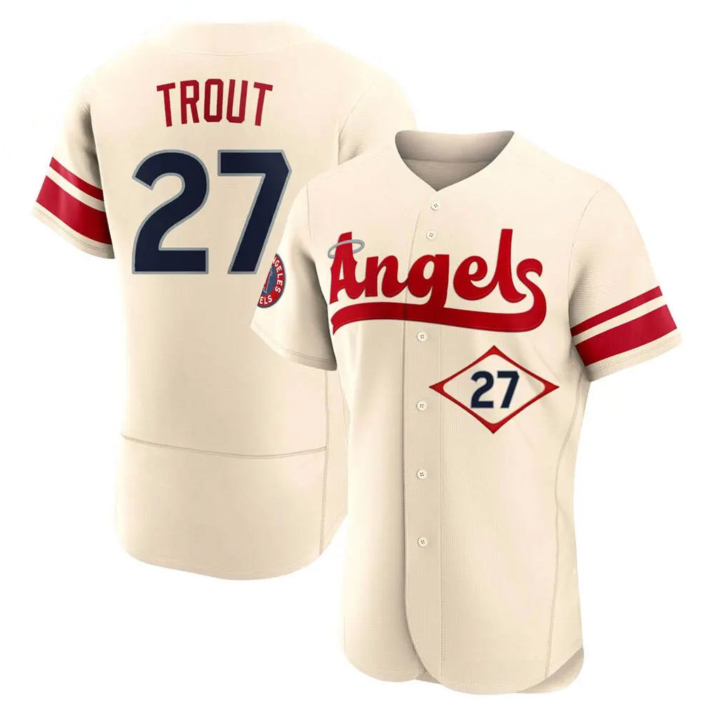 LA.Angels #27 Mike Trout Player Cream City Connect Limited ELite Home Gdoa Stitched Jerseys