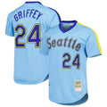 S.Mariners #24 Ken Griffey Jr Player Light Blue Mitchell & Ness Cooperstown Collection Game Stitched Jerseys