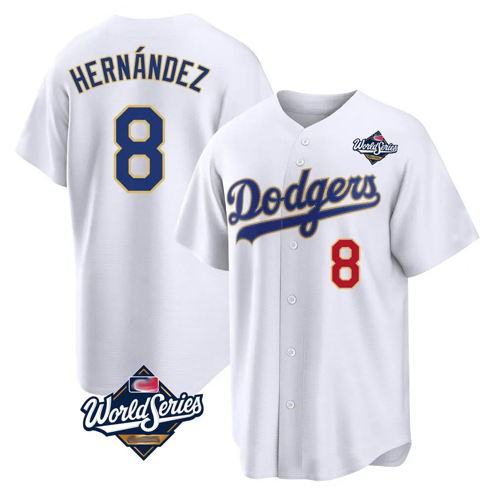 LA.Dodgers #8 Enrique Hern¨¢ndez Player Gold White World Series 2026 Collection Stadium Limited Gdoa Stitched Jerseys