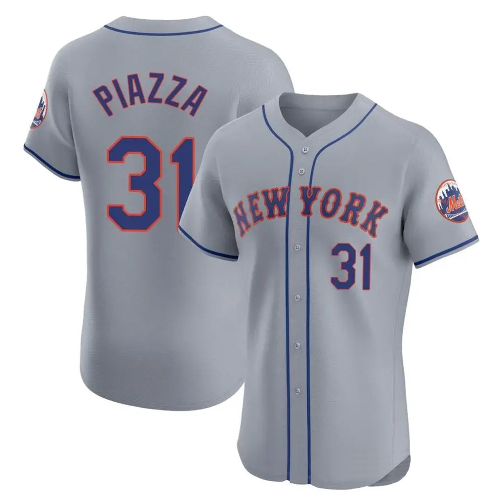 NY.Mets #31 Mike Piazza Player Gray Road Limited Elite Home Stitched Jerseys