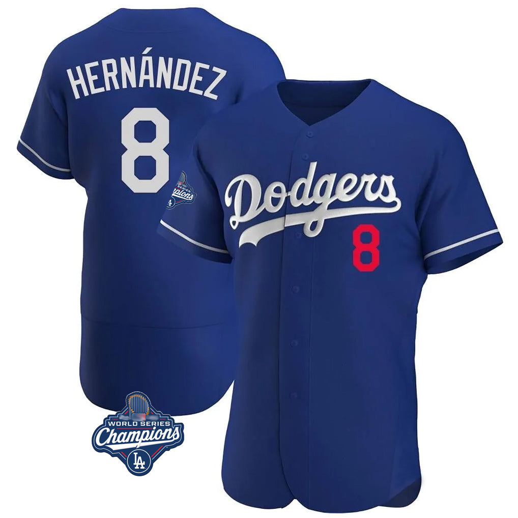 LA.Dodgers #8 Enrique Hern¨¢ndez Player Royal World Series Meet Limited Elite Home Gdoa Stitched Jerseys