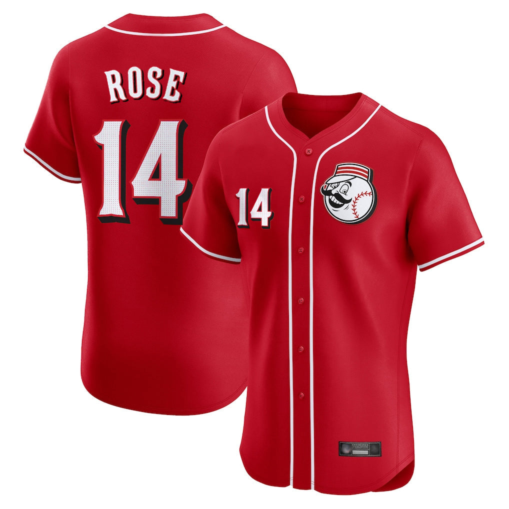 C.Reds #14 Pete Rose Player Red Limited Elite Home Game Gdoa Stitched Jerseys