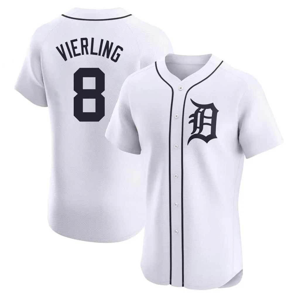 D.Tigers #8 Matt Vierling Player White Limited Elite Home Gdoa Stitched Jerseys