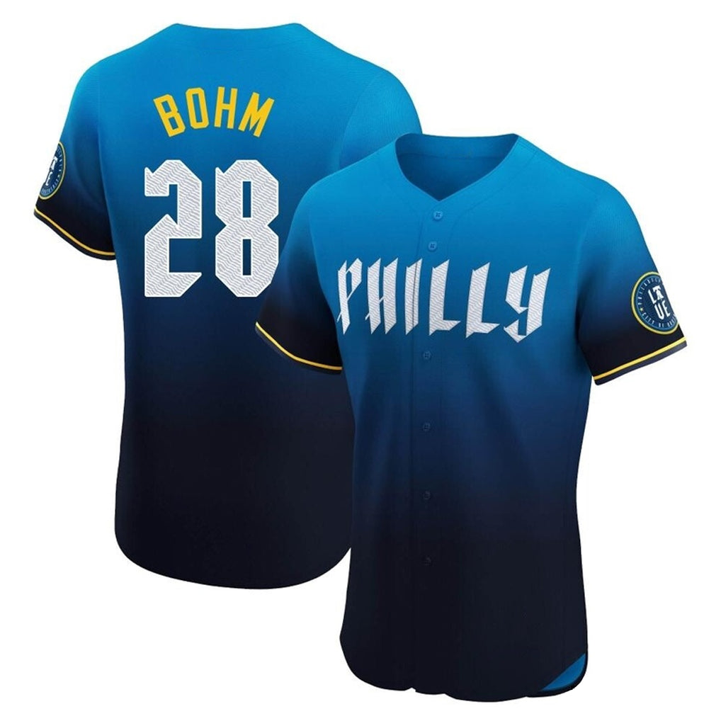 P.Phillies #28 Alec Bohm Player Blue City Connect Home Limited Elite Stitched Jerseys