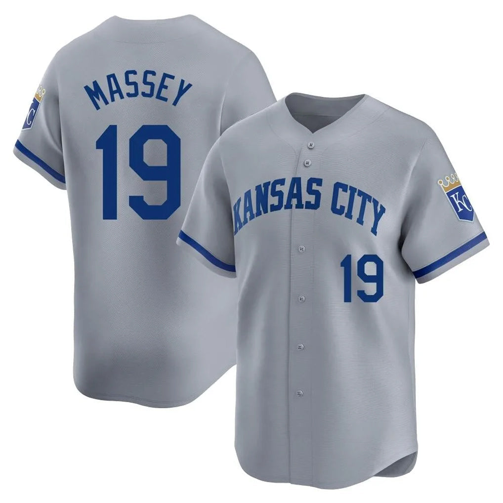 KC.Royals #19 Michael Massey Player Gray Limited Home Gdoa Stitched Jerseys