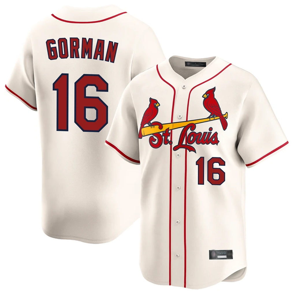 St. Louis Cardinals #16 Nolan Gorman Player Cream Home Limited Stitched Jerseys