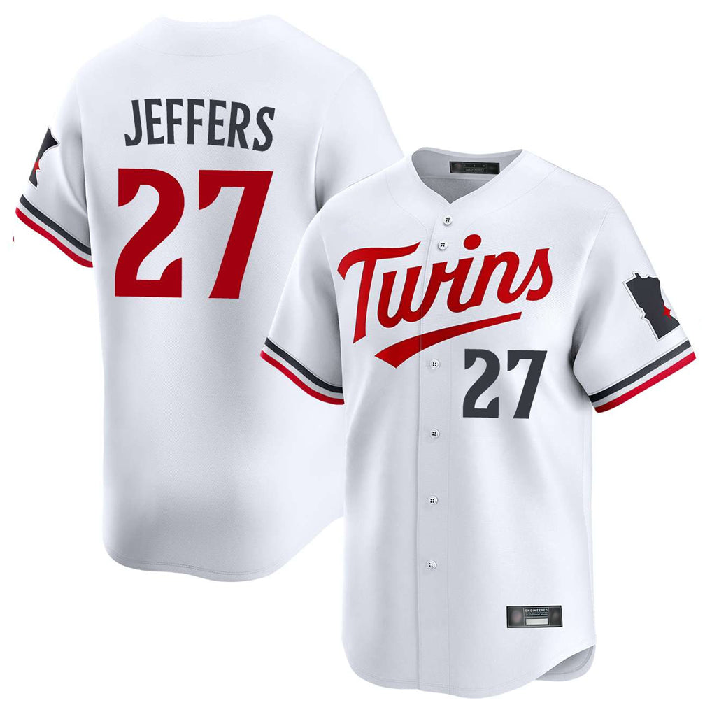 M.Twins #27 Ryan Jeffers Player White Home Limited Gdoa Stitched Jerseys
