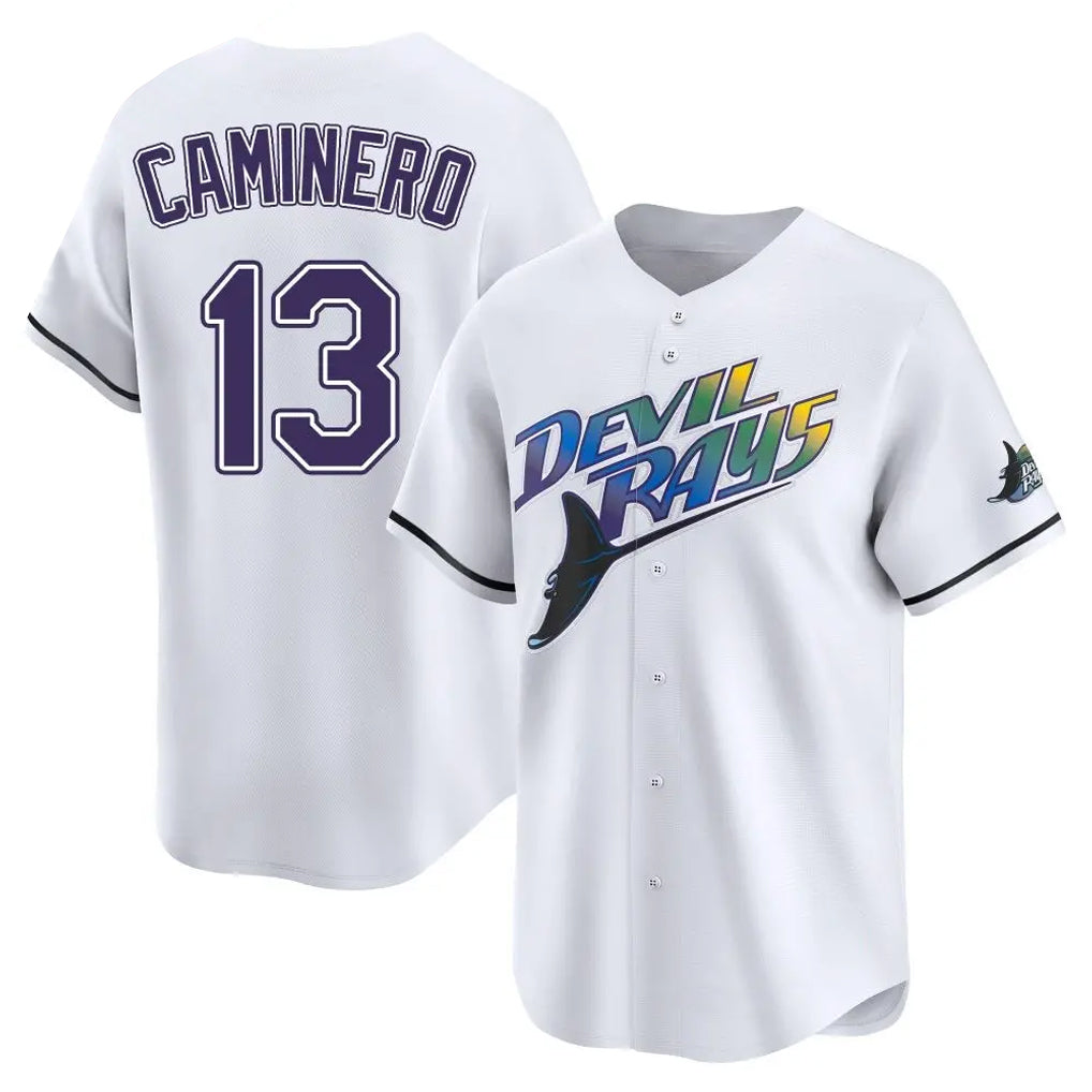 T.Bay Rays #13 Junior Caminero Player White City Connect Home Gdoa Stitched Jerseys