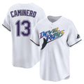 T.Bay Rays #13 Junior Caminero Player White City Connect Home Gdoa Stitched Jerseys