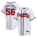 A.Braves #56 Spencer Schwellenbach Player White Home Game Gdoa Stitched Jerseys