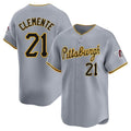 P.Pirates #21 Roberto Clemente Player Gray Road Home Limited Stitched Jerseys