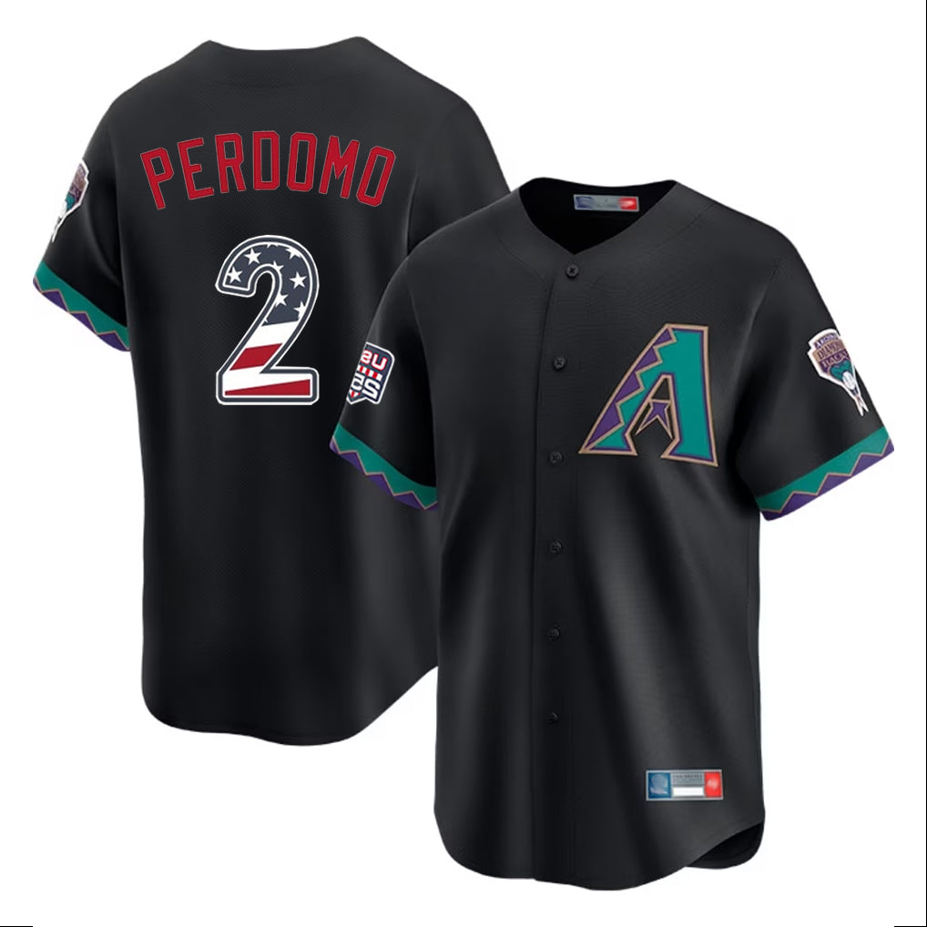 A.Diamondbacks #2 Geraldo Perdomo Player Black USA 250 Fourth of July Home Game Gdoa250Ys Stitched Jerseys