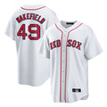 B.Red Sox #49 Tim Wakefield Player White Home Game Gdoa Stitched Jerseys