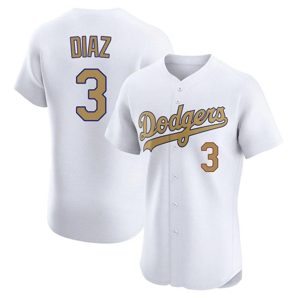 LA.Dodgers #3 Edwin D¨ªaz Player Gold Limited Elite Home Gdoa Stitched Jerseys
