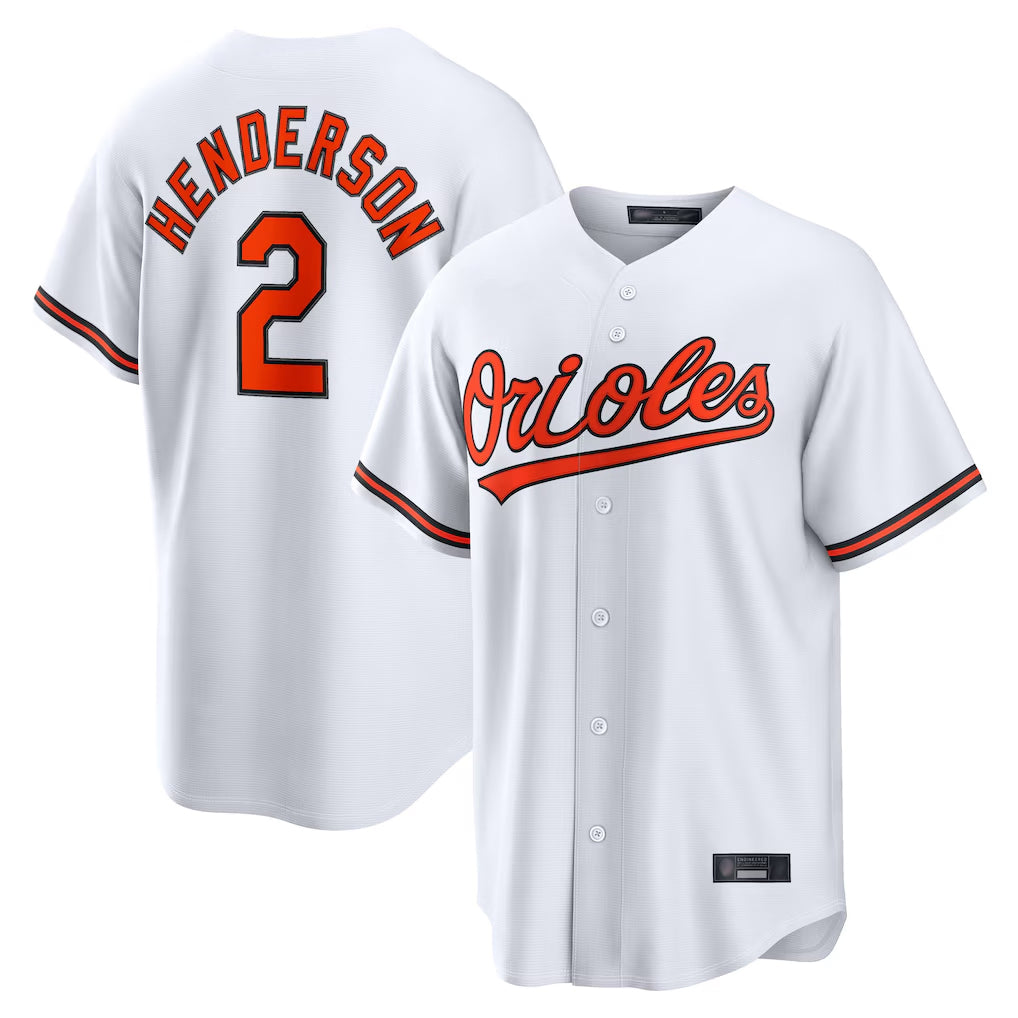 B.Orioles #2 Gunnar Henderson Player White Home Game Gdoa Stitched Jerseys