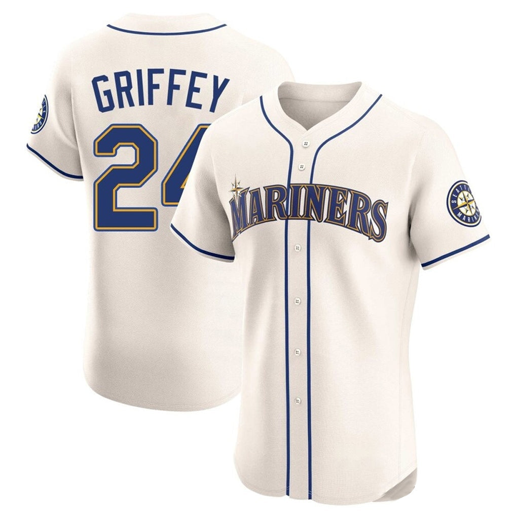 S.Mariners #24 Ken Griffey Jr Player Cream Home Limited Elite Gdoa Stitched Jerseys