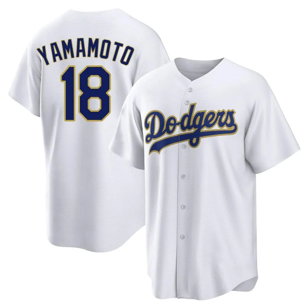 LA.Dodgers #18 Yoshinobu Yamamoto Player Gold White 2026 Collection Stadium Game Gdoa Stitched Jerseys
