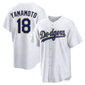 LA.Dodgers #18 Yoshinobu Yamamoto Player Gold White 2026 Collection Stadium Game Gdoa Stitched Jerseys