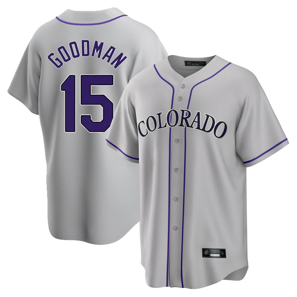 C.Rockies #15 Hunter Goodman Player Gray Game Home Gdoa Stitched Jerseys