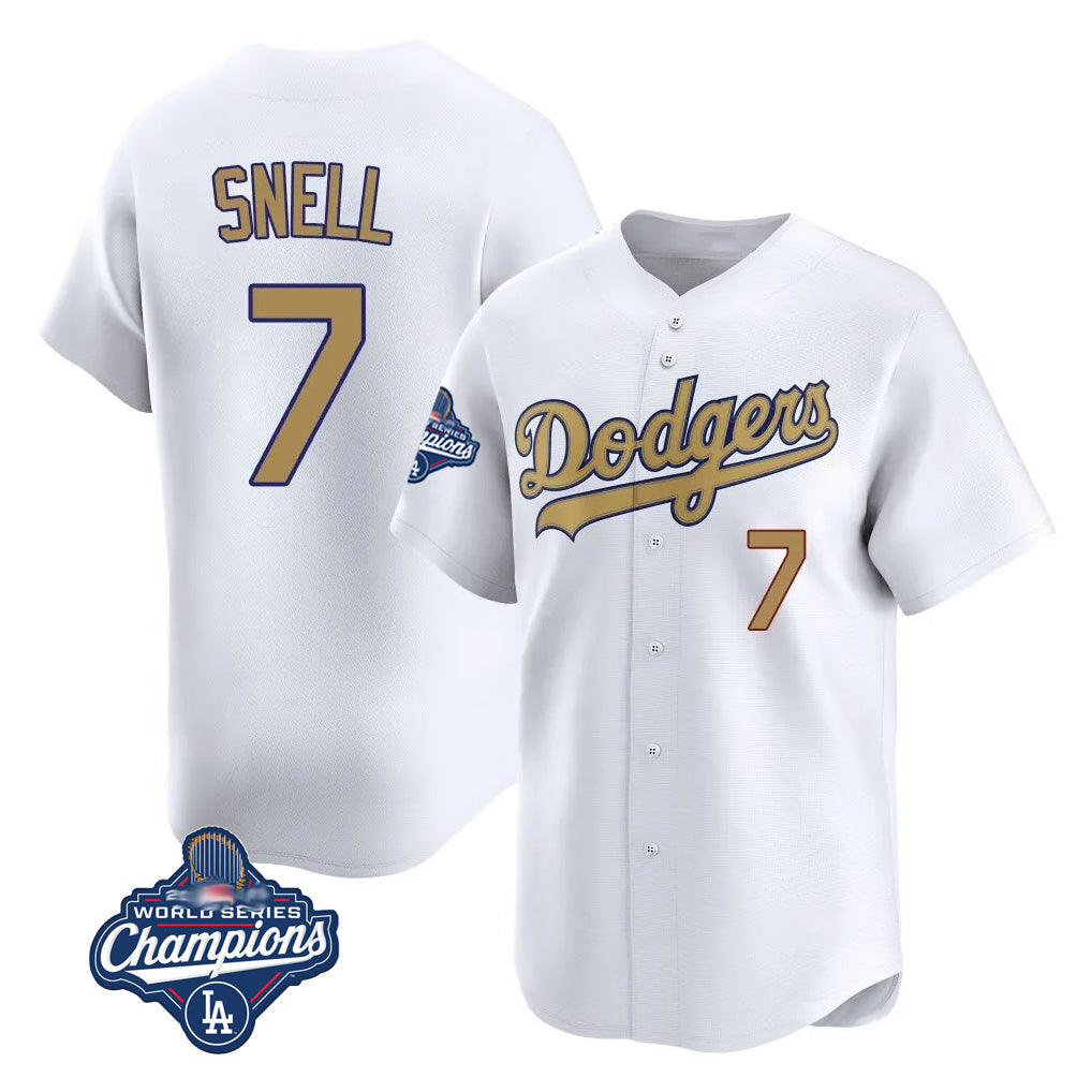 LA.Dodgers #7 Blake Snell Player Gold Collection Limited World Series Meet Home Gdoa Stitched Jerseys