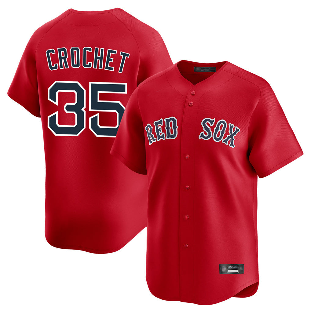 B.Red Sox #35 Garrett Crochet Player Red Limited Home Game Gdoa Stitched Jerseys