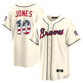 A.Braves #10 Chipper Jones Player Cream USA 250 Fourth Of July Limited Home Game Gdoa250Ys Stitched Jerseys