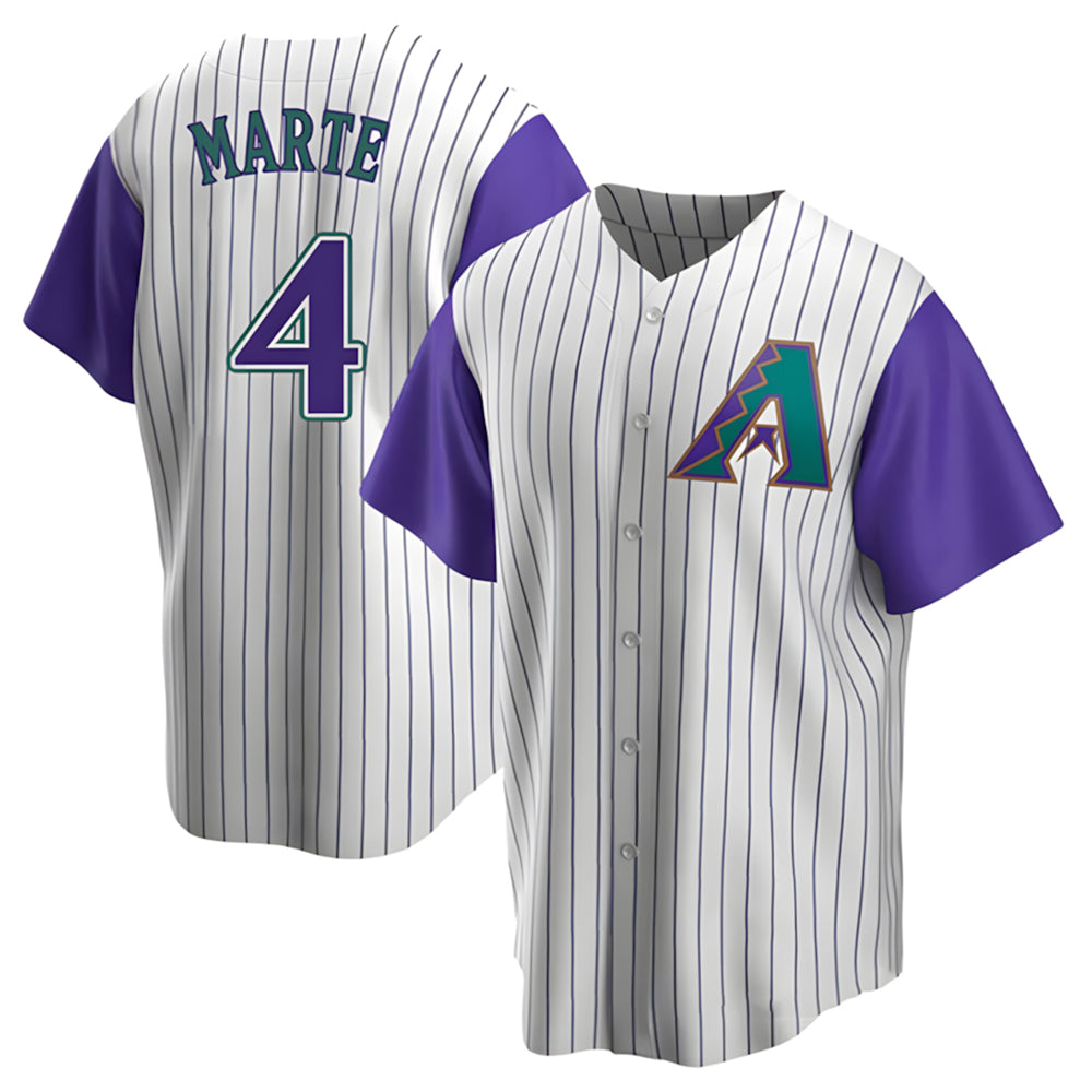 A.Diamondbacks #4 Ketel Marte Player White-Purple Limited Stitched Jerseys