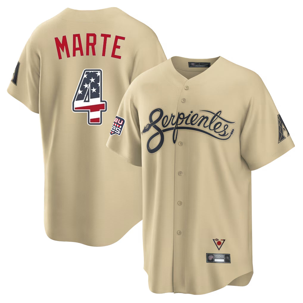 A.Diamondbacks #4 Ketel Marte Player Tan USA 250 Fourth of July Home Game Gdoa250Ys Stitched Jerseys