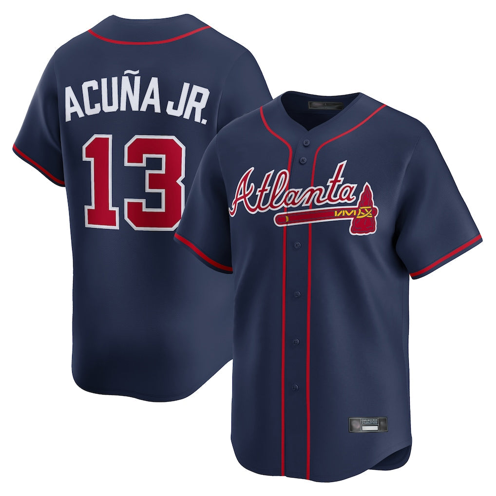 A.Braves #13 Ronald Acuna Jr Player Navy Limited Home Game Gdoa Stitched Jerseys