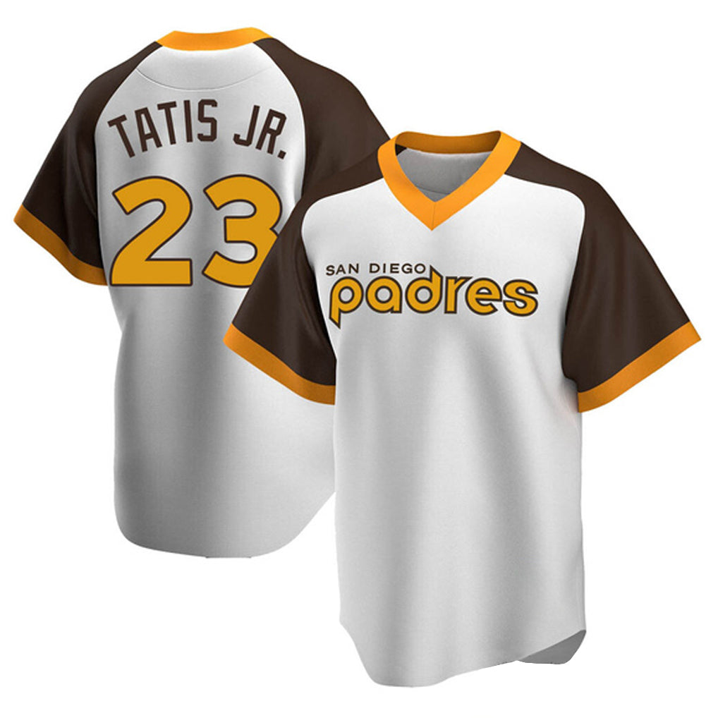 S.Diego Padres #23 Fernando Tatis Jr Player White Home Cooperstown Collection Replica Game Stitched Jerseys