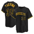 C.Reds #35 Jose Trevino Player Black Snake Skin City Home Gdoa Stitched Jerseys