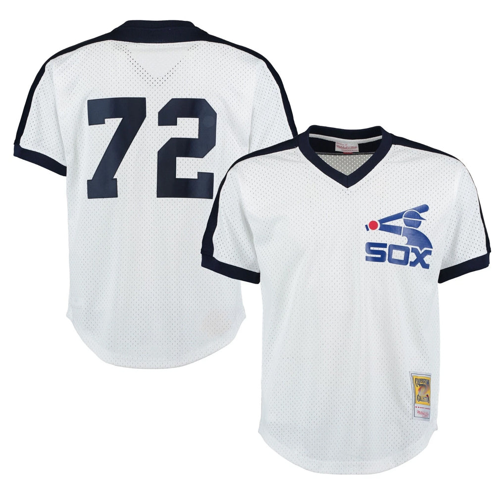 C.White Sox #72 Carlton Fisk Player White Mitchell & Ness Cooperstown Collection Mesh Game Gdoa Stitched Jerseys