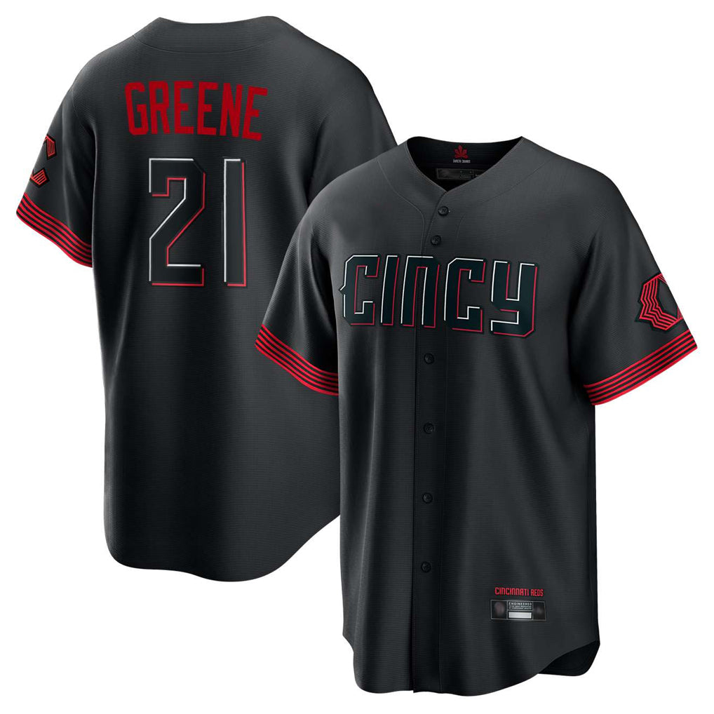 C.Reds #21 Hunter Greene Player Black City Connect Home Game Gdoa Stitched Jerseys