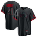 C.Reds #21 Hunter Greene Player Black City Connect Home Game Gdoa Stitched Jerseys