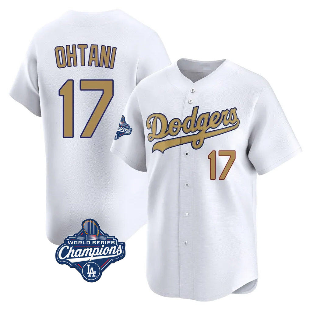 LA.Dodgers #17 Shohei Ohtani Player Gold World Series Meet Collection Limited Home Gdoa Stitched Jerseys