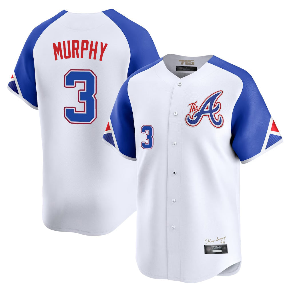 A.Braves #3 Dale Murphy Player White City Connect Limited Home Game Gdoa Stitched Jerseys