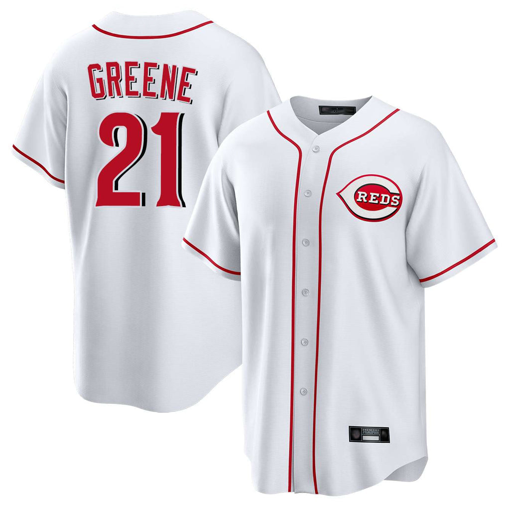 C.Reds #21 Hunter Greene Player White Game Home Gdoa Stitched Jerseys