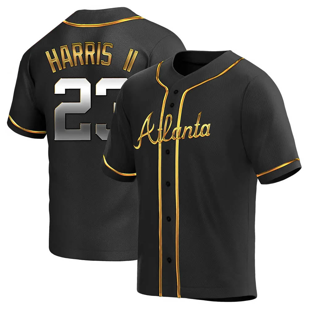 A.Braves #23 Michael Harris II player Gold Replica Black en Alternate Stitched Jerseys