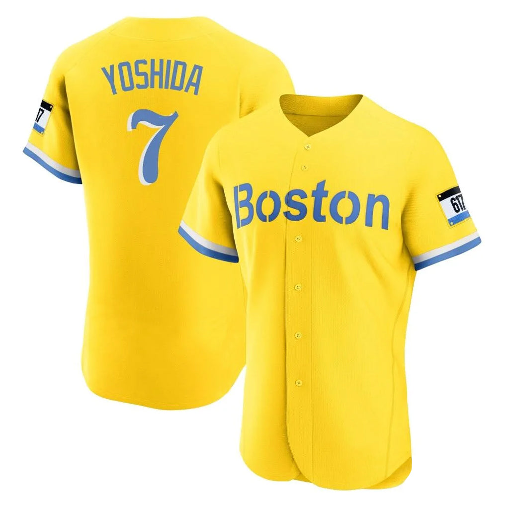 B.Red Sox #7 Masataka Yoshida Player Yellow Limited Elite Home Game Gdoa Stitched Jerseys