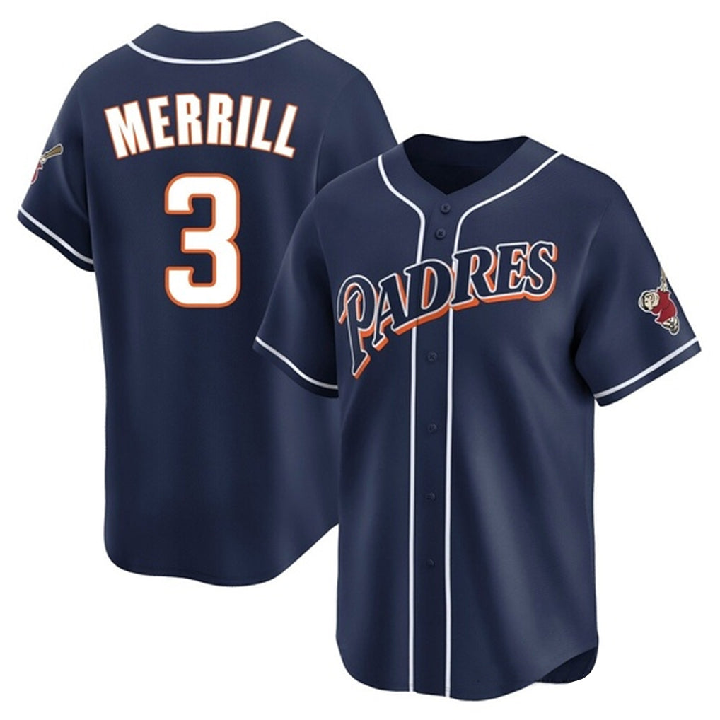 S.Diego Padres #3 Jackson Merrill Player Navy Cooperstown Collection Limited Home Gdoa Stitched Jerseys