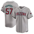 A.Diamondbacks #57 Eduardo Rodriguez Player Gray Limited Away Stitched Jersey