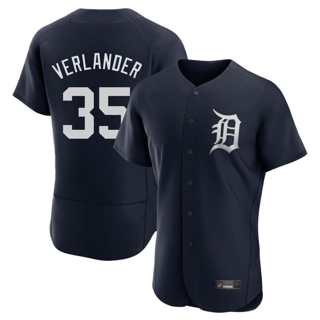 D.Tigers #35 Justin Verlander Player Navy Limited Elite Home Gdoa Stitched Jerseys