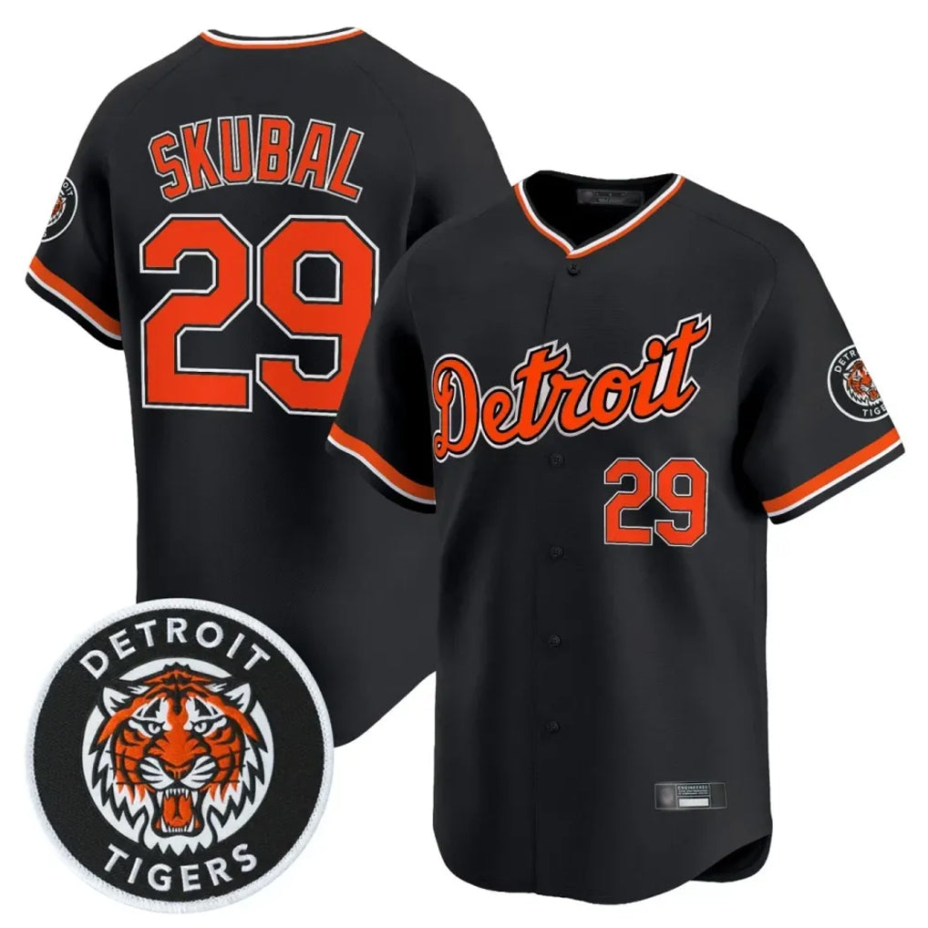 D.Tigers #29 Tarik Skubal Player Black Limited Home Gdoa Stitched Jerseys