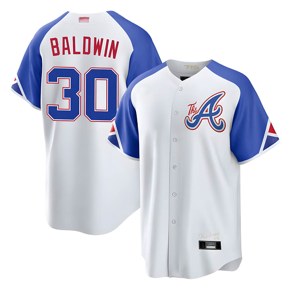 A.Braves #30 Drake Baldwin player White City Connect Stitched Jerseys