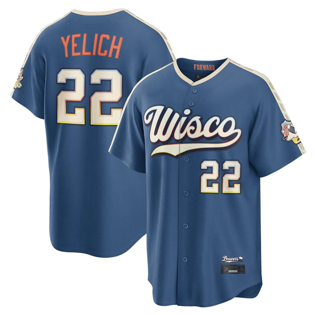 M.Brewers #22 Christian Yelich Player Blue 2026 City Connect Home Game Gdoa Stitched Jerseys