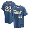 M.Brewers #22 Christian Yelich Player Blue 2026 City Connect Home Game Gdoa Stitched Jerseys