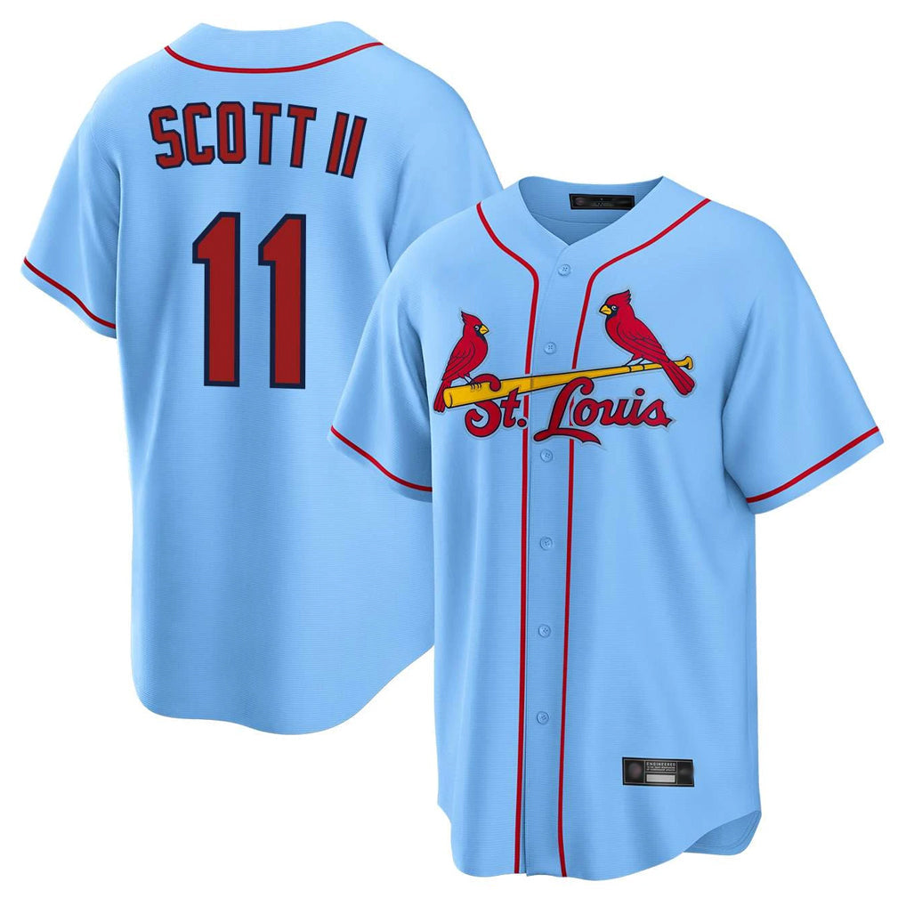 St. Louis Cardinals #11 Victor Scott II Player Light Blue Home Game Gdoa Stitched Jerseys