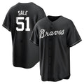 A.Braves #51 Chris Sale Player White&Black Replica Stitched Jerseys