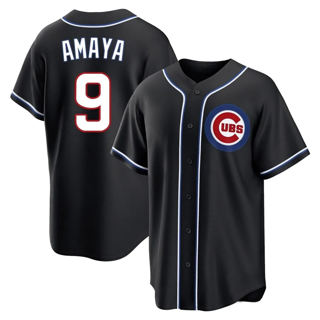 C.Cubs #9 Miguel Amaya Player Black Fashion Out Game Gdoa Stitched Jerseys
