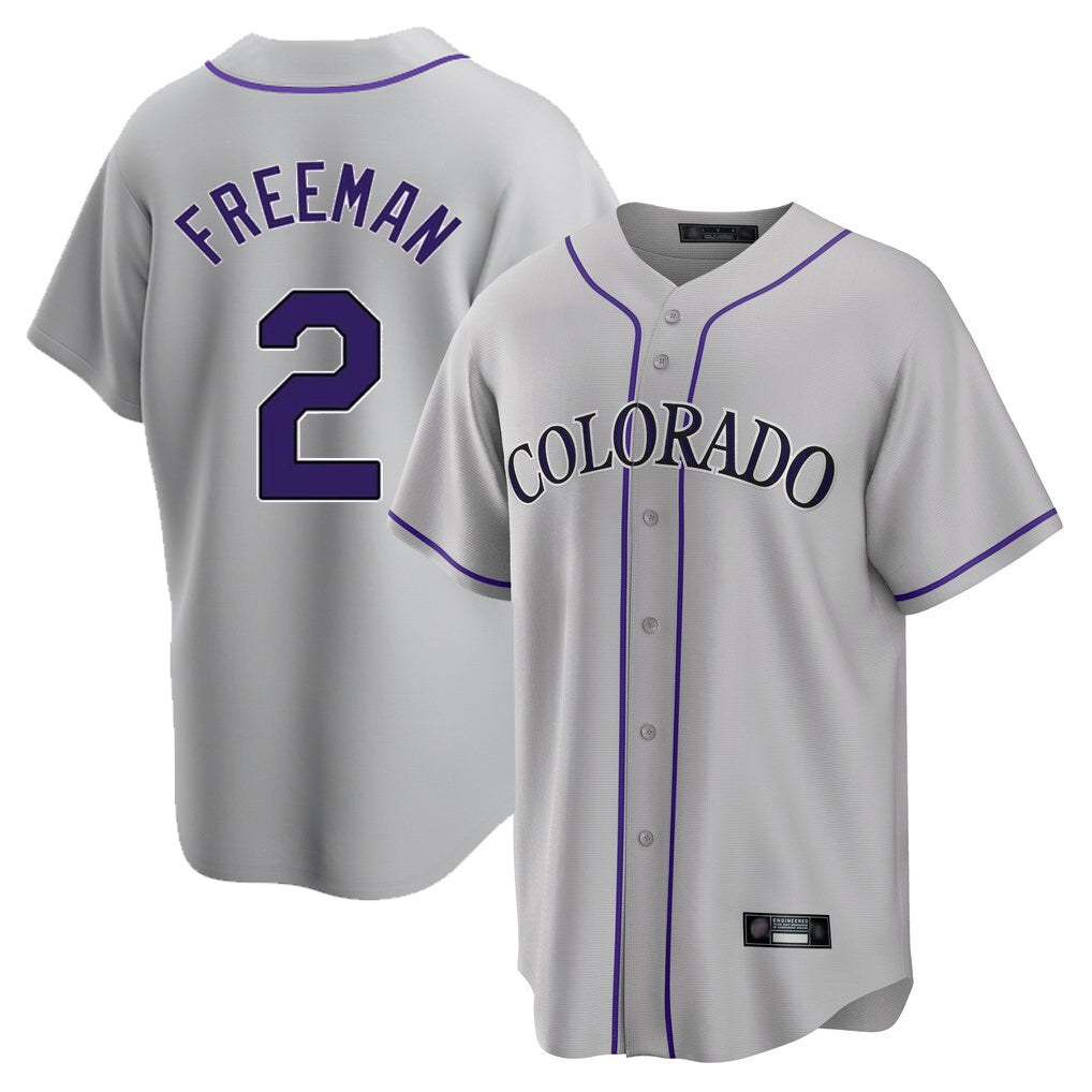 C.Rockies #2 Tyler Freeman Player Gray Game Home Gdoa Stitched Jerseys